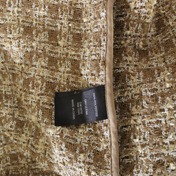 House of Harlow Tweed Open Coat Womens XS Gold Shimmer Jacket Boho Chic Fringe - Picture 7 of 7